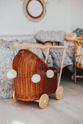 Rieten poppenwagen laag - LiLu