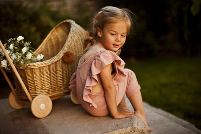 Rieten poppenwagen laag - LiLu