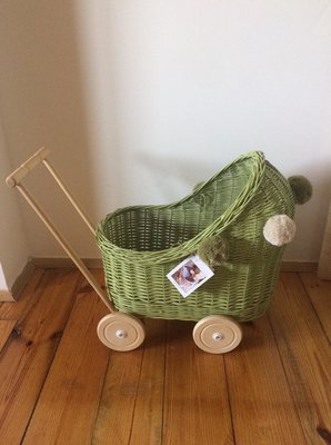 Rieten poppenwagen laag - LiLu
