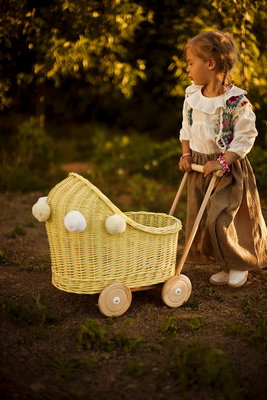 Rieten poppenwagen laag - LiLu