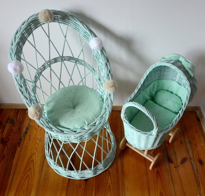 Rieten poppenwagen hoog - LiLu