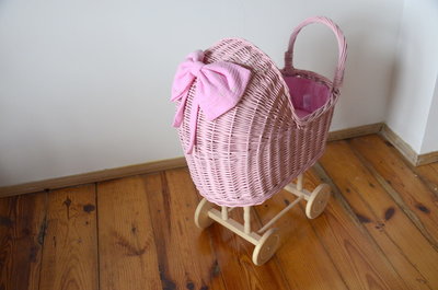 Rieten poppenwagen hoog - LiLu