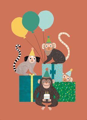 Postkaart Happy Birthday aap - Petit Monkey