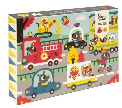 Puzzel Op de weg - 3 jaar - Petit Monkey