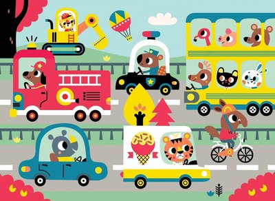 Puzzel Op de weg - 3 jaar - Petit Monkey