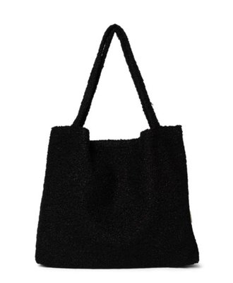 Black Bouclé teddy mom-bag