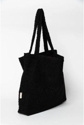 Black Bouclé teddy mom-bag