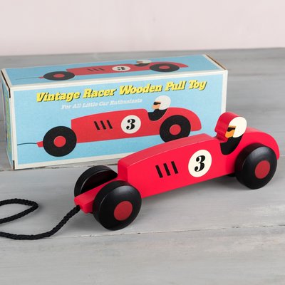 Trekspeeltje vintage houten raceauto - Rex London