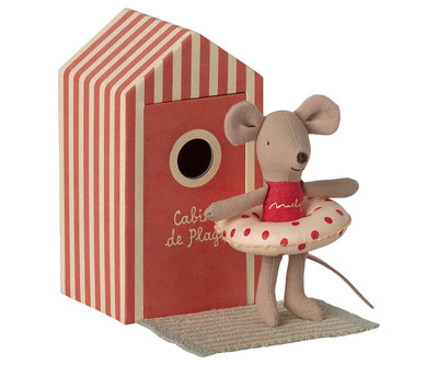 Kleine zus muis in strandcabine- Maileg