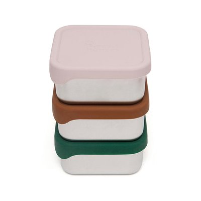 Snackdoosjes Stainless Steel - licht roze - Petit Monkey