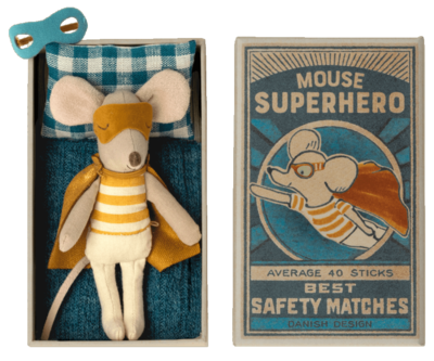 Super hero kleine broer muis in luciferdoosje - Maileg