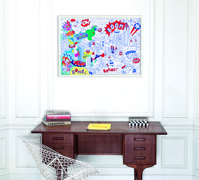 Gigantische kleurposter super helden + potlood - OMY