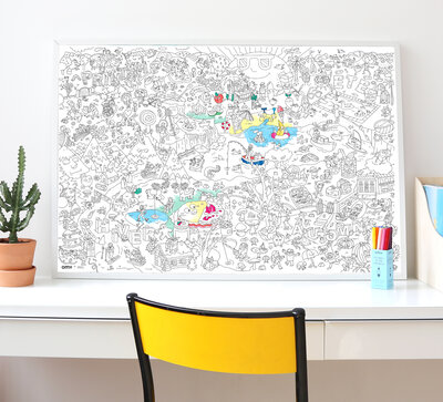 Gigantische kleurposter 4 seizoenen + potlood - OMY