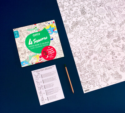 Gigantische kleurposter 4 seizoenen + potlood - OMY