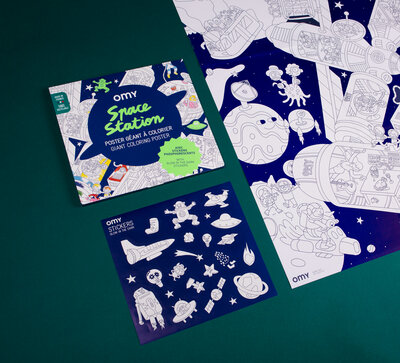 Gigantische kleurposter ruimtestation + stickers - OMY