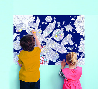 Gigantische kleurposter ruimtestation + stickers - OMY