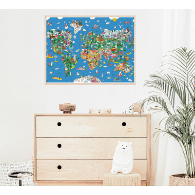 Gigantische kleurposter Atlas + stickers - OMY
