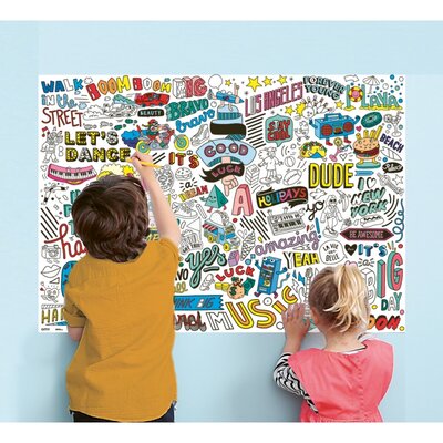 Gigantische kleurposter Street art + stickers - OMY