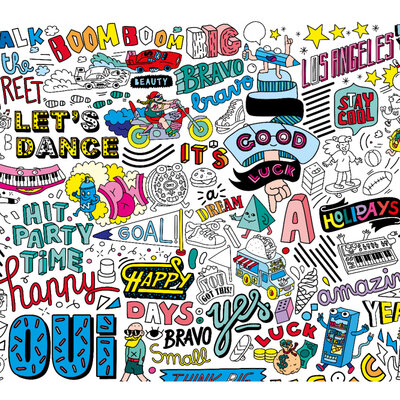 Gigantische kleurposter Street art + stickers - OMY
