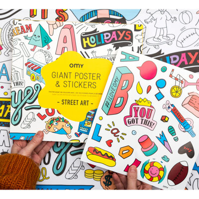 Gigantische kleurposter Street art + stickers - OMY
