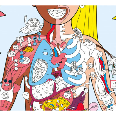 Gigantische kleurposter My body + stickers - OMY