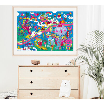 Gigantische kleurposter Kawaii + stickers - OMY