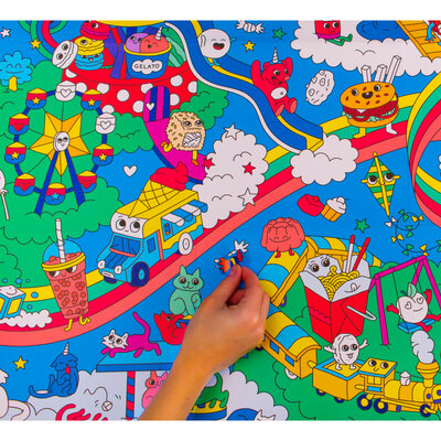 Gigantische kleurposter Kawaii + stickers - OMY