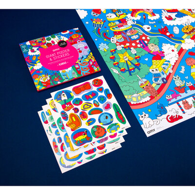 Gigantische kleurposter Kawaii + stickers - OMY