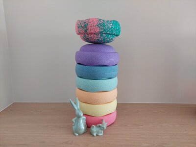 Paasactie stapelstenen rainbow pastel bloom 6+1 - Stapelstein