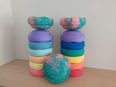 Paasactie stapelstenen rainbow pastel bloom 6+1 - Stapelstein