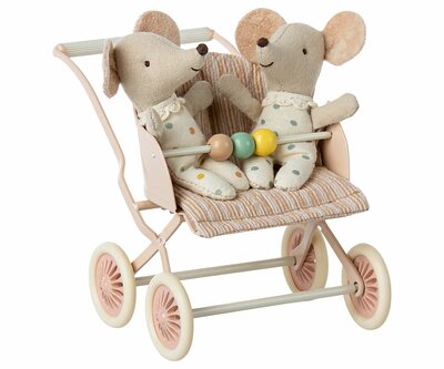 Kinderwagen baby muis roze - Maileg