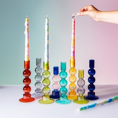 Bubble kandelaar Blauw - Sass & Belle