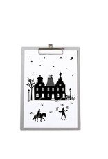 Poster huisjes sinterklaas op grijs klembord