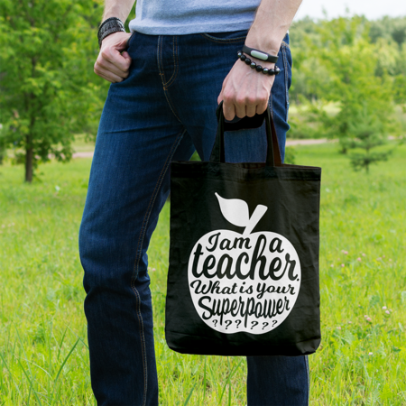 Tas I am a teacher Zwart - Studio Inktvis